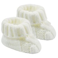 S415-W: White Cable Knit Bootees